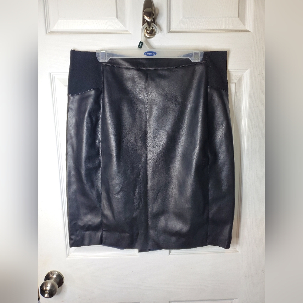 Black, Leather Pencil Skirt